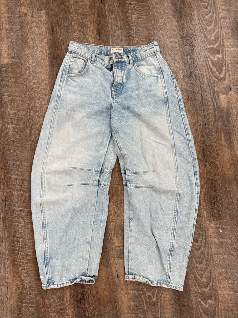 We The Free Light Blue Good Luck Barrel Jeans